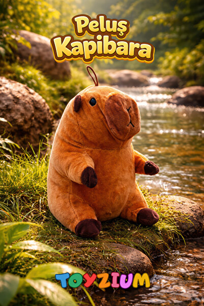 Shem Peluş Kapibara Oyuncak 26 cm – Oyun & Uyku Arkadaşı – Yumuşak Dokulu Sar...
