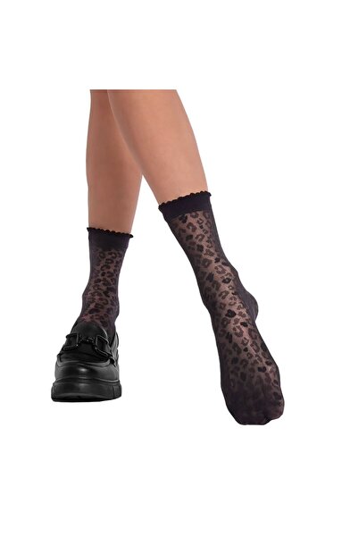OEM Sosete Negre Animal Print pentru Femei - 1 pereche One Size