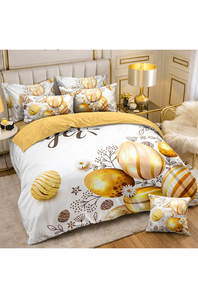 Patul Λινό Βαμβάκι Λινό, θείο, Διπλό κρεβάτι, 2 άτομα, 6 τεμάχια, πασχαλινό σ...