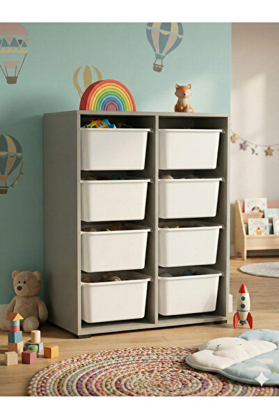 decosense 8 Çekmeceli Çok Amaçlı Oyuncak Dolabı ve Saklama Ünitesi – Çocuk Od...