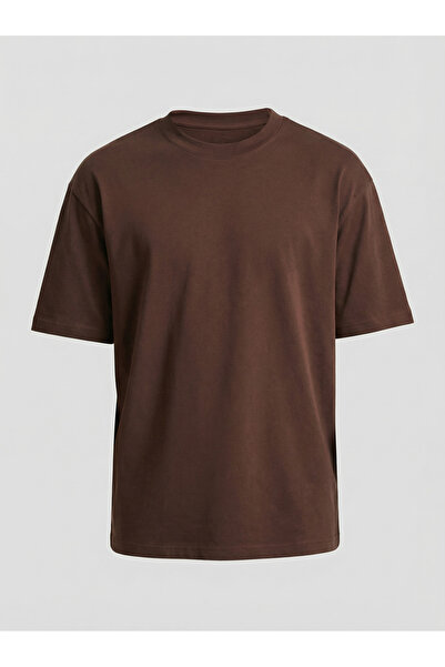 WAMOSSALAPLI supradimensionat Fit cu textură groasă Tricou maro