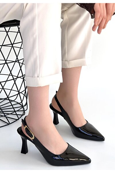 Lisinya Hies Black Patent Leather Heeled Shoes - Tygoo