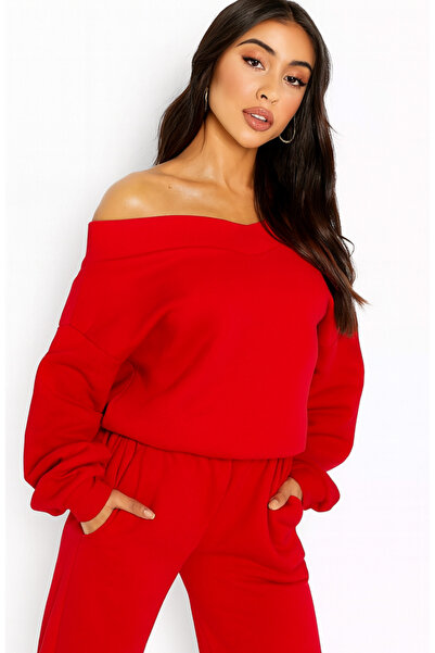 arakan Γυναικείο φούτερ με ανοιχτούς ώμους, oversized, άνετη εφαρμογή, μοντέρ...