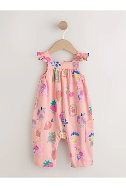 Next Baby %100 Pamuk Pembe Dondurma Desenli Uzun Paçalı Bebek Tulumu