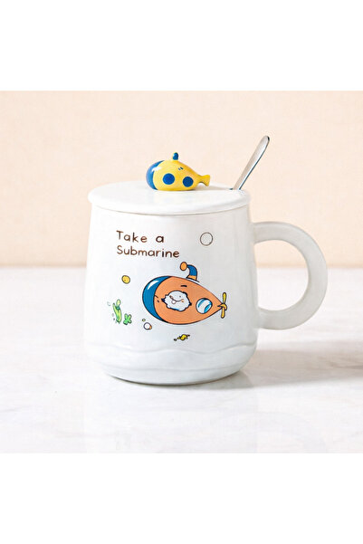hediyeconcepti 500 ml Ceramic Mug with Submarine Design Lid – Cute Submarine ...