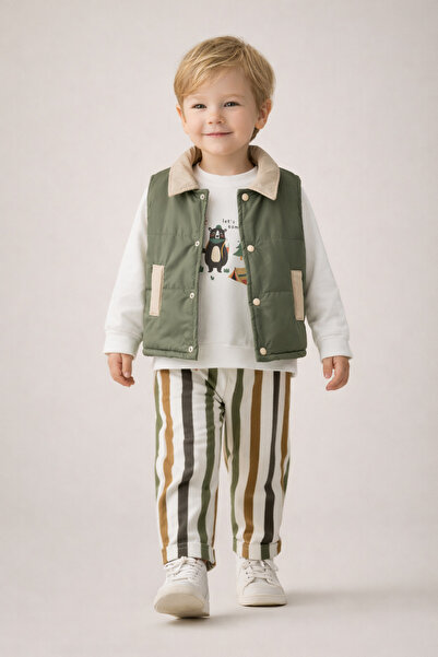 Harika KIDS Dečak Prsluk - Dukserica - Prugasto pantalona 3-dijelni set (2-5 ...