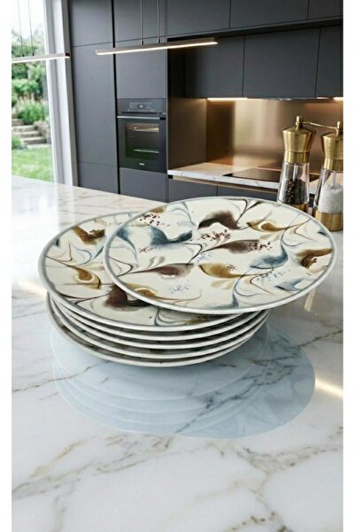 evinbizden 6 KİŞİLİK PASTA SUNUM SERVİS TABAĞI ŞIK PORSELEN SUNUMLUK SERVİS 1...