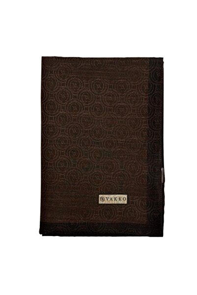 Vakko Pamuk İpek Monogram Şal 041728-Koyu Kahve