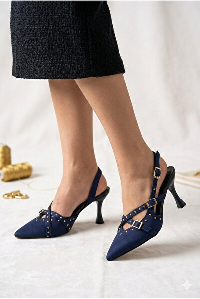 Firibu حذاء نسائي بكعب ستيليتو مزين بتفاصيل حجرية بلون نيود، موديل أنيق وفاخر...