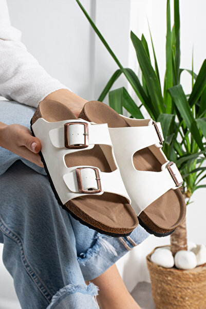 FootFrenzy Milano Unicex Double Tape Buckled Slipper |   Comfortable Sole Cas...