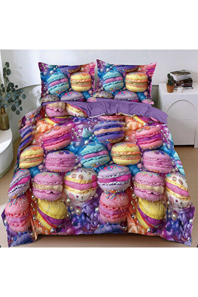 Patul Lenjerie de Pat, Bumbac Satinat, Pucioasa, 2 Persoane, Pat Dublu, 4 Piese