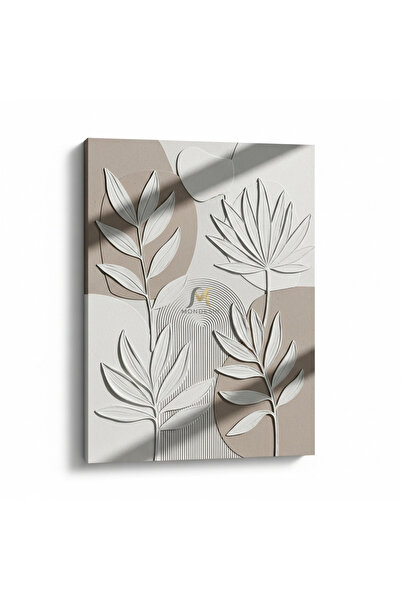 Mondesin Kanvas Tablo Salon Bitkili Bohem Alçı Doku Efektli Kanvas Tablo