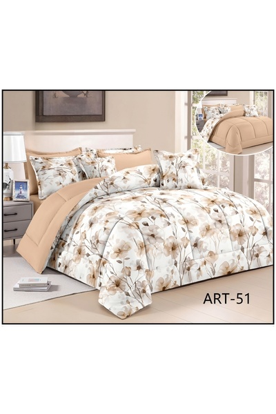 modern suite Selena | Double Floral Bedspread Set, 8 Pieces, 240*220 cm, Off-...
