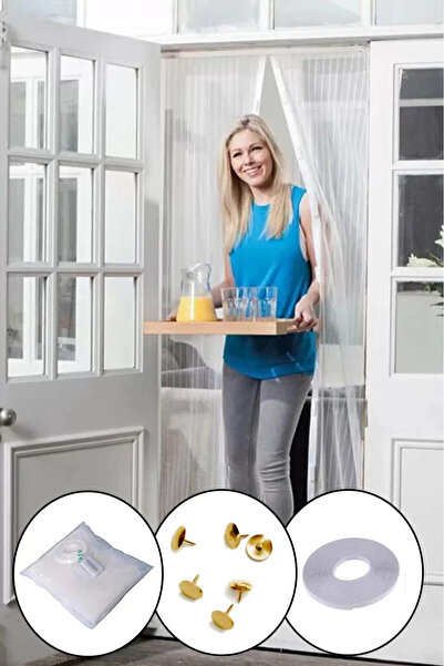 Go İthalat Mıknatıslı Sineklik Kapı Tülü Yazlık Perde Balkon Kapısı Sinek Böc...