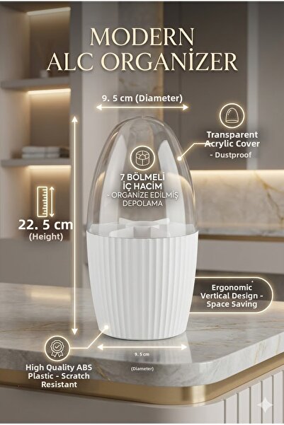 RİVO HOME DECOR Modern Acrylic Covered 7-Compartment Makeup & Accessory Organ...