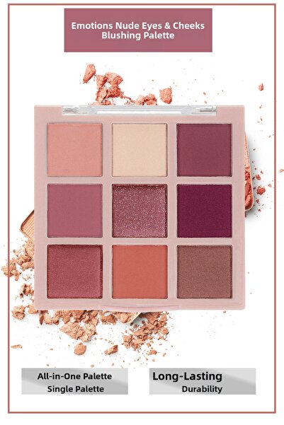 Lollis Emotions Nude Eyeshadow and Blush Palette 9 Colors Makeup Palette Eyeshadow & Blush Palette