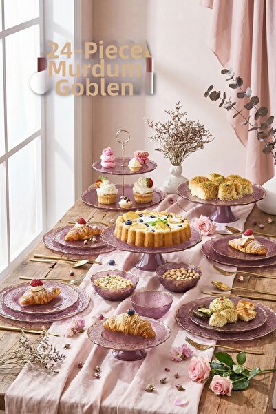 Lora Bianca 24 Pieces - Tapestry Series Plum Pie Dessert Serving Presentation...