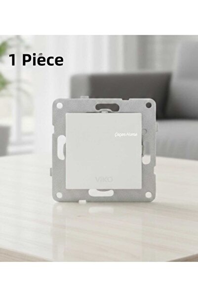 ÇEÇEN HOME مفتاح إضاءة مدمج بالحائط بلون أبيض مع مقبس أرضي