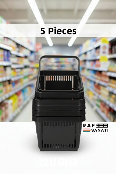 Raf Sanatı 5 Pcs / 22 Liters Plastic Grocery Shopping Basket Professional Gro...