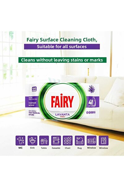 Fairy 100 Pack Surface Cleaning Towels - Lavender Oil