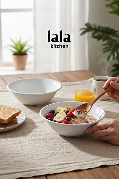 Lala Mutfak وعاء ميلامين ثلاثي من جوزدي 18 سم |   الحساء، السلطة، وعاء الإفطا...