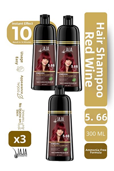 Jaja Wine Red Hair Pigment Shampoo 5.66 |   300 ml X 3 Pieces & Contains Vita...
