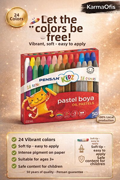 KarmaOfis Kidz 24 Color Crayon Set – Soft Tip, Vibrant and Intensely Pigmente...