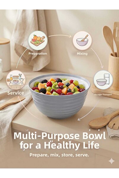 LOVYCO وعاء خلط عميق غير قابل للكسر - وعاء عجن العجين وتقديم السلطة ذو سطح مس...