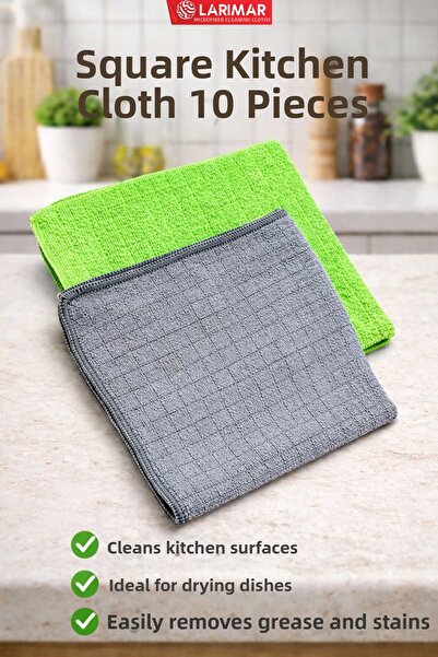 Larimar Checkered Kitchen Cloth 10 Pieces – Microfiber, Super Absorbent, Oil ...