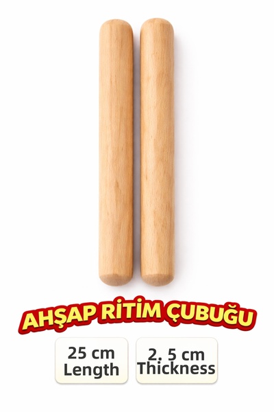 EzkaWood Wooden Toy Rhythm Stick 2 Pairs (4 Pieces)