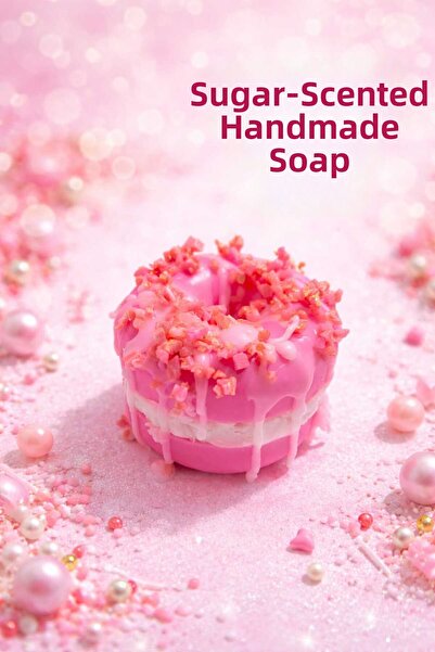 HÂL-İ ŞİFA صابون زخرفي مصنوع يدويًا برائحة الحلوى - هدية بتصميم وردي، معطر لل...