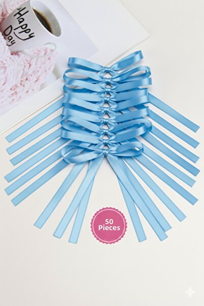Esram Butik زينة عيد ميلاد جاهزة على شكل فيونكة باللون الأزرق الفاتح مقاس 6 م...