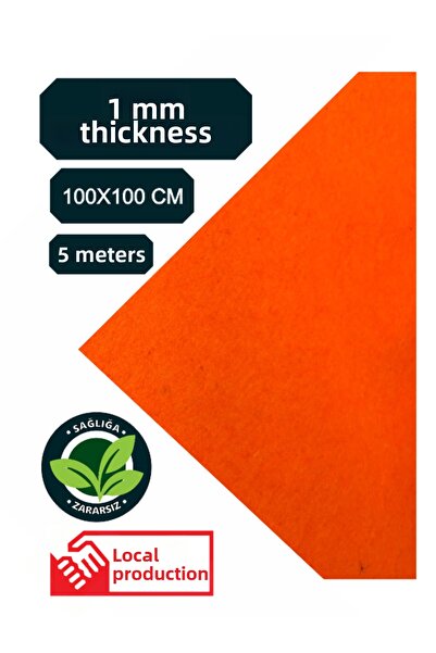 KeçeBizde Felt 1 mm Thick, 1 Meter Live Orange