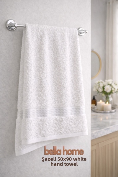 Bella Home 2-Pack White Hand & Face Towels |   50X90 cm |   Soft and Absorben...