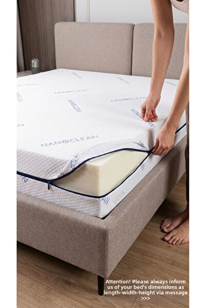 Artex غطاء حماية للسرير نانو 140x190، غطاء سرير مبطن بسحاب، غطاء سرير بسحاب