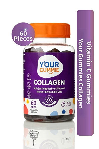Y'our Gummie كولاجين + فيتامين سي حلوى فيتامينات قابلة للمضغ 60 قطعة
