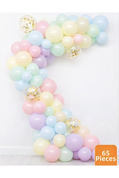 Laviyosa 65-Piece Mixed Macaron Balloon Set – Elegant & Sparkling Special Com...