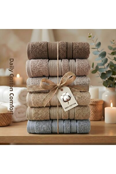 SHome 100% Cotton Premium 6-Piece Dowry and Daily Towel Set 50X90 cm – Ultra ...