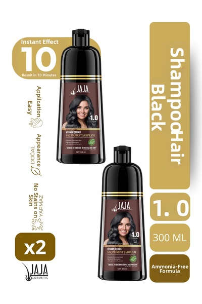 Jaja Black Hair Pigment Shampoo 1.0 |   300 ml X 2 Pieces & Contains Vitamins