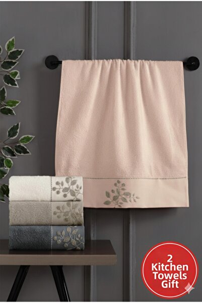 Altınbaşak (مجموعة من 4) من الخيزران الفاخر مقاس 50x90 سم. منشفة يد مطرزة ثلا...