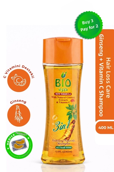 Bio Asia شامبو الجينسنغ – تركيبة مقوية ومنشطة ضد تساقط الشعر 400 مل