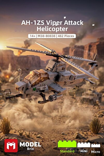 ModelBrixx Sl Ah-1Zs Viper Attack Helicopter Building Block Set – 482 Pieces