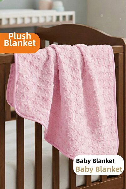 bebegen بطانية قطيفة سميكة منقوشة على شكل نجمة وردية 100*120 سم