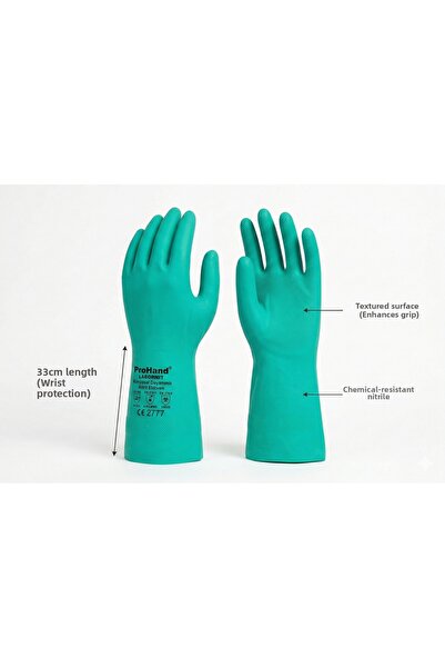 PROHAND ®   قفازات لابورنيت الكيميائية مقاس 33 سم