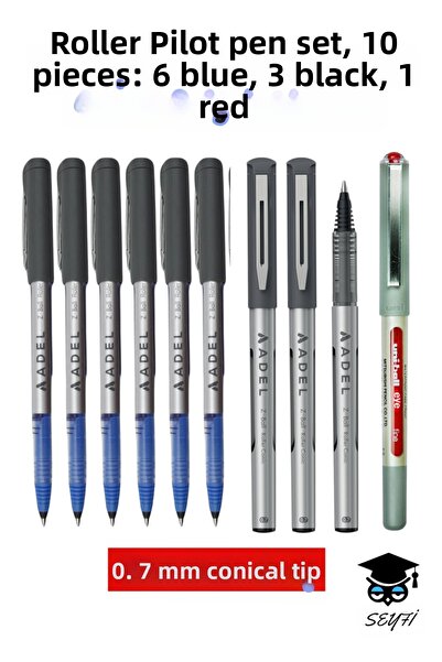 SEYFİKİRTASİYE Roller Pilot Pen Set 10 Pieces 6 Blue-3 Black-1 Red