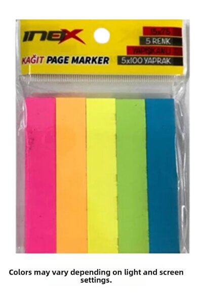 inox 15x75 мм 5-цветни лепящи се бележки – 5×100 листа