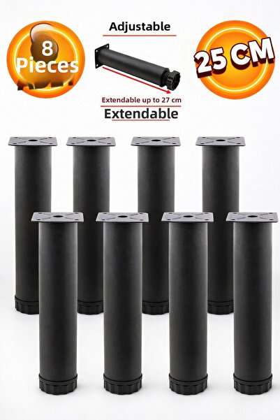 Badem10 Canapea neagră reglabilă Fotoliu - Picior cu suport metalic 25 cm, pi...