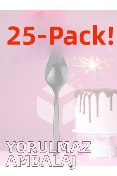 yorulmaz ambalaj ✨ Silver Plastic Spoons 25-Piece Set – Stylish Disposable Ut...
