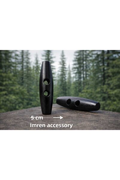 İMREN AKSESUAR زر الراعي الخشبي الأسود - 5 سم، عبوة واحدة مكونة من 10 قطع