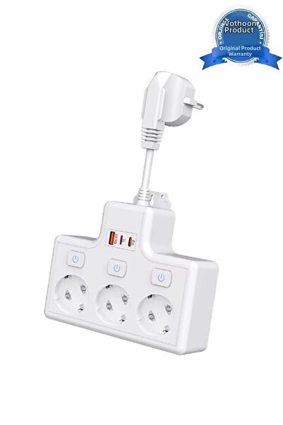 Epilons Thermal Surge Protected Triple Wall Mounted Socket with 1X USB and 2X...
